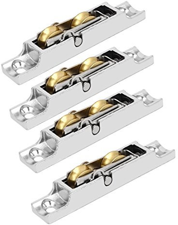 sourcing map 4pcs roulette porte coulissante verre Fenêtre Sash Poulie Double Rouleaux Roue 86mm Longueur 14.5mm Diamètre