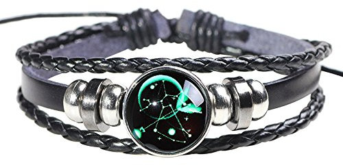 H.ZBRUJ Chic Leder Armband Verstellbar - Konstellation Punk Manschette, Schütze Perlen, Star Punk, Mehrschicht Geflochten Seil Kette - 8-11 Zoll Für Männer Und Frauen