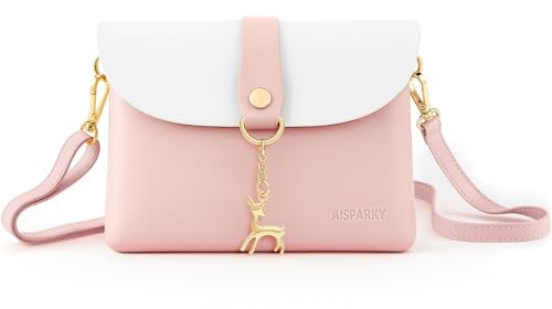 AISPARKY Small Crossbody Purse,PU Leather Small Purse for Womens and Girls With Pendant With Strap/Gold Chain Strap