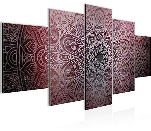 Runa Art Bild Wohnzimmer Schlafzimmer Mandala 5 Teilig Abstrakt Violett Lila Wandbilder auf Vlies Leinwand 101253a