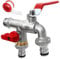 SHYNE Premium 3/4 Zoll Doppel-Wasserhahn aus Messing rost-, und frostsicher + 2X Gratis Schlauchanschlüsse + PTFE Band + Ebook | für Garten, Waschmaschine, Regentonne
