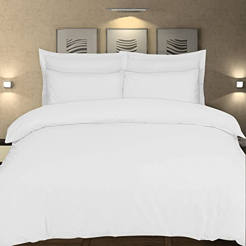 DTEX HOMES 100% Egyptian Cotton Duvet Quilt Cover Sets With Pillow Cases 200 Thread Counts, Single - White
