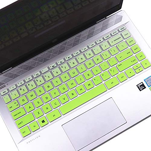 for HP Pavilion X360 14 Keyboard Cover Skin for HP Pavilion x360 14M-BA 14M-CD 14-BF 14-BW 14-cm 14-CF Series 14 Inch Laptop Silicone Keyboard Protector Skin, Ombre Green (with Squared Keypad)