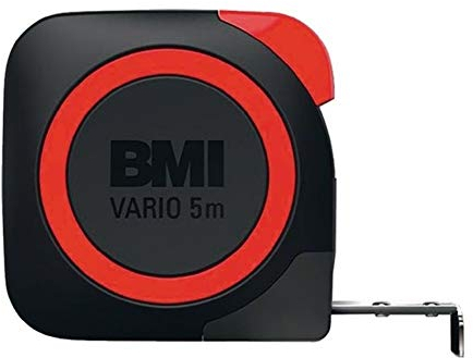 BMI Taschenbandmaß 411 VARIO Standard, Länge 8 m Bandbreite: 19 mm, weisslackiertes Band, Gehäuse schwarz/rot, Massband 411841