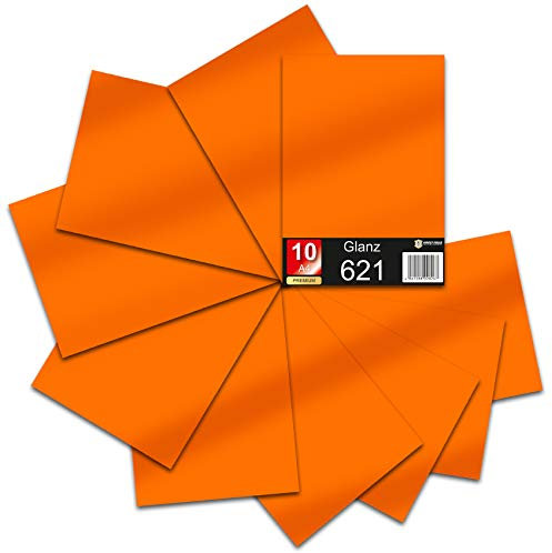 Din A4 Bogen 30x21cm 621/631 Plotterfolie Folie Vinyl Autofolie (034 Orange, 10er Set 621 Glanz)