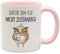 Tasse - Becher mit Spruch und Eule - Dafür bin ich nicht zuständig! - Spülmaschinenfest und beidseitig bedruckt (Innen & Henkel Pink)