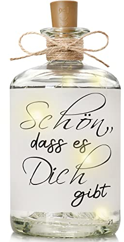 Druckerino LED Flaschenlicht mit Spruch - Schön, dass es Dich gibt - Dekolicht - LED Deko - Geschenke für Frauen - Geschenkidee Frau - Geburtstagsgschenk für Frauen