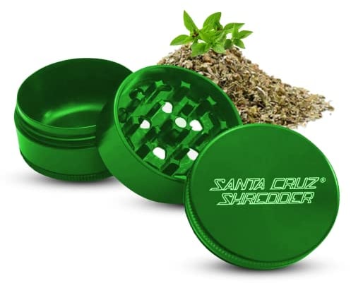 Santa Cruz Shredder Metal Herb Grinder Knurled Top for Stronger Grip 3-Piece Large 2.7 (Green)