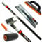SOLID PROFI SET - Flächenspachtel edelstahl mit aluminium teleskopstange und stielaufnahme für spachtel - Reibebrett Kunststoff mit Schwammgummi und Rollspachtel - MADE IN EU (65 cm)