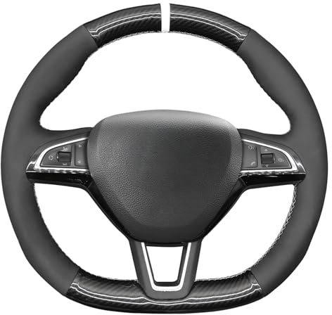 MEWANT Lenkradbezug für Skoda Octavia / Fabia / Kodiaq / Citigo / Superb / Scala per Hand Nähen Lenkradschoner