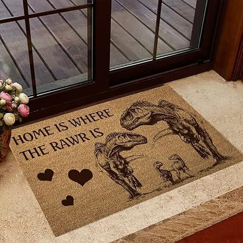 NA Door Mat Indoor Front Funny Home Is Where The Rawr Is Doormat, Dinosaur Welcome Mat Home Decor Funny Doormat Gift Idea Home Room Decor Decoration Gifts
