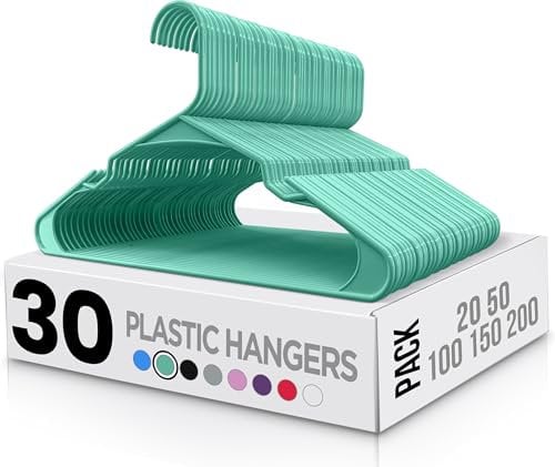 Utopia Home 30er-Pack Kunststoffbügel Platzsparende, langlebige Bügel mit Schulterrillen, Aqua