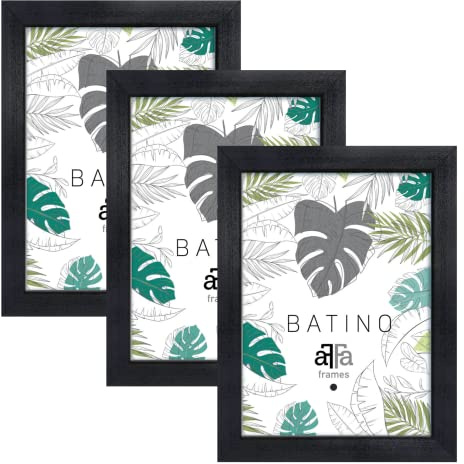 aFFa frames, Batino, 3er Set Bilderrahmen Holz, photo frame, holzrahmen mit Acrylglasfront, HDF-Hintergrund, bilderrahmen Schwarz, A4, 21x29,7 cm