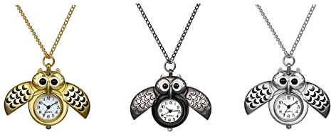 Avaner Taschenuhr Eule Umhängeuhr für Damen Frauen und Herren Analog Quarz Kettenuhr mit Halskette als Weihnachten