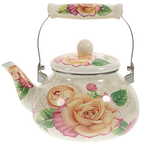 Cabilock 2. Bouilloire À Thé en Émail Vintage De 4 L : Théière Colorée avec Poignée pour Thé en Feuilles Thé en Fleurs Sachets De Thé.
