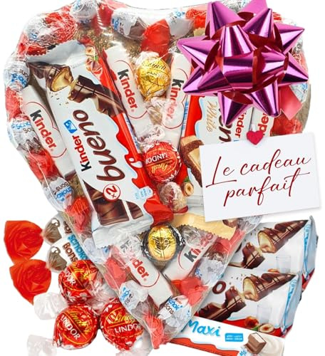 Schokoladenherz Valentinstag – Geschenkbox mit über 30 Mini-Schokoladen & Pralinen – Süßigkeiten Mix zum Verschenken für Sie & Ihn