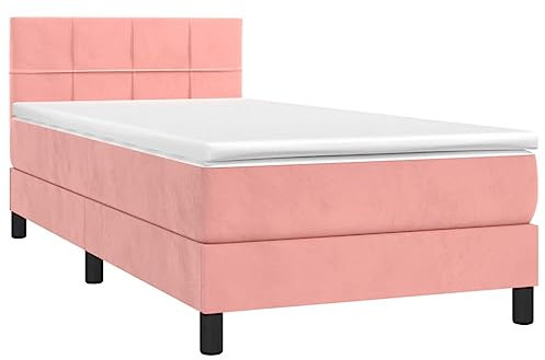 vidaXL Boxspringbett mit Matratze & LED Rosa 90x190 cm Samt
