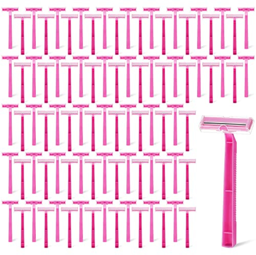 Hanaive 100 Pcs Disposable Razors Women Twin Blade Pink
