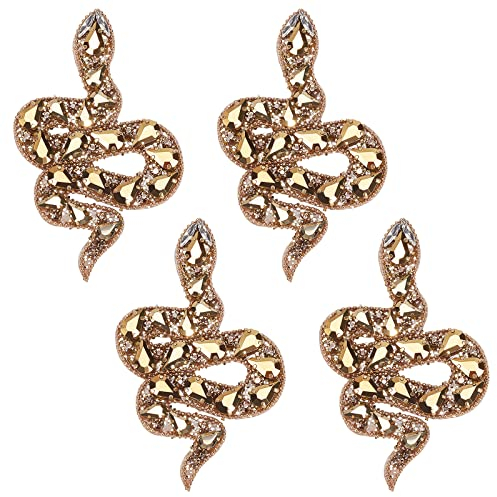 WEBEEDY 4 Stück Strass Schlange Perlen Patches Handmade nähen auf Kristall-Applikationen dekorative Abzeichen Nähen Zubehör für Kleidung Tasche Hosen Schuhe Hüte DIY-Projekte