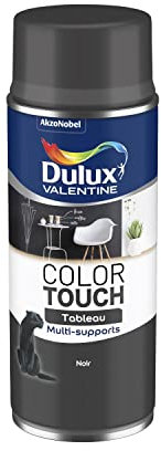 Dulux Valentine Peinture Intérieure et Extérieure Aérosol Color Touch Effet - Noir Mat Effet Tableau - 400ml