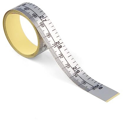 WIN TAPE Werkbank-Lineal mit selbstklebender Rückseite, 76 cm, Maßband (Beginn von der Mitte – Zoll/cm)