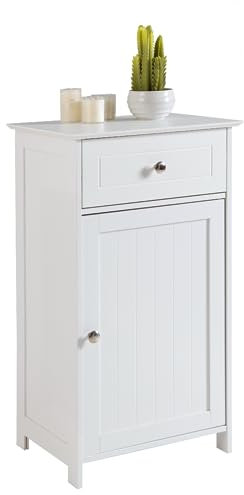 LIFEZEAL Badschrank weiß, Badezimmerschrank Badregal mit Schublade & Tür, Flurschrank Badkommode für Badezimmer, Küche, Wohnzimmer, 43 x 34 x 77 cm