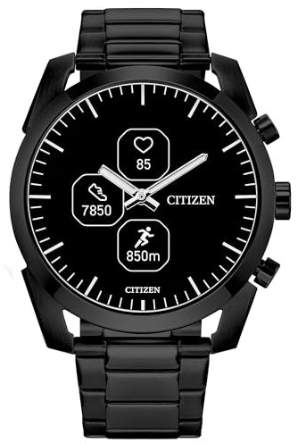 Citizen CZ Smartwatch with YouQ wellness app featuring IBM Watson® AI and NASA research, black and white customizable display, Bluetooth, HR, Activity Tracker, 18-day battery life, iPhone® and