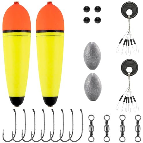 Alwonder 30g Mackerel Fishing Float Set for Mackerel Fishing Include Beads, Baitholder Hooks, Swivel and Float Stops Fully Accessories for Sea Cod or Predatory, 2 Pack