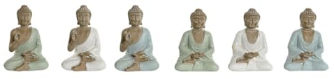 Home ESPRIT Dekofigur Weiß Grün Türkis Orientalischer Buddha 6 x 4 x 8,5 cm (6 Stück)