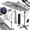 KESSER® Ampelschirm Holly Sonnenschirm Rechteckig LED Solar inkl. Abdeckung | Kurbel-Schirm mit Ständer UV-Schutz Aluminium Wasserabweisend Ø350cm Gartenschirm Hellgrau