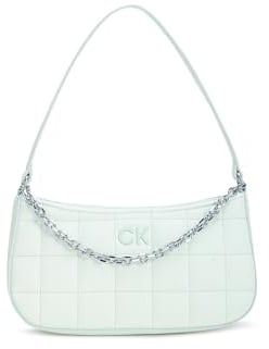 Calvin Klein CK Square Quilt Chain Elongated Bag Milky Green