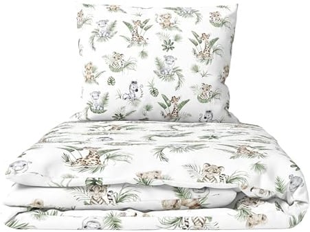 Baby Comfort 2-Piece Toddler Duvet & Pillow Set - 120x90 cm - 100% Cotton Breathable Fabric - Machine Washable Quilted Bedding for Cot Bed 12M+ (Safari)