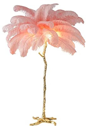 Lampadaire en plumes, Lampadaires Plume Rose, Lampe De Table, Lampe De Chevet, Lampadaire, Lampe De Lecture Moderne, Source De Lumière Tricolore Réglable, Éclairage De Lampadaire, Chambre, Salon, Bure