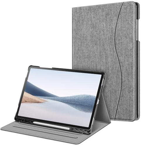 Fintie Hülle für Samsung Galaxy Tab S10+ Plus/S9 FE+ Plus/S9+ Plus 12.4 Zoll Tablet, Multi-Winkel Folio Schutzhülle mit Stifthalter, Dokumentenfach und Auto Schlaf/Wach Funktion, Grau