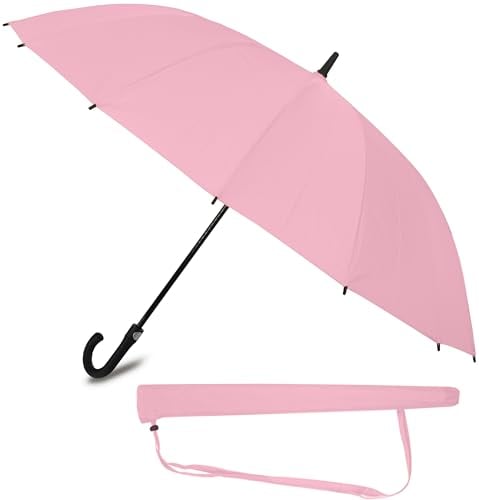 Sternenfunke Regenschirm groß XXL rosa Ø120 cm, großer Stockschirm Damen und Herren edel stabil sturmfest für 2 Personen großer Regenschirm rosa groß Schirm rosafarben mit Tragegurt an Tasche