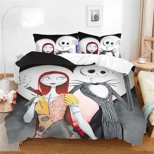 Ste-X El Juego De Funda Nórdica Pesadilla Antes De Navidad Incluye 2 Fundas De Almohada ((180x220 cm)-Cama de 105/135,Navidad 03)