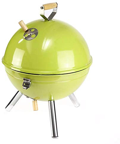 ALEjon Tragbarer grüner Holzkohlegrill - 30x44cm Camping-Grillofen mit Entlüftung - Outdoor-Grill für unterwegs und zum Kochen im Freien