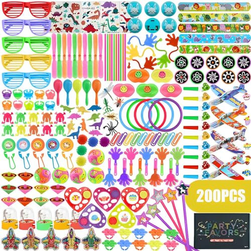 Mitgebsel Kindergeburtstag Set, 200 Stück Give Aways Kindergeburtstag Mitgebsel für Pinata Füllung, Kindergeburtstag Gastgeschenke Partygeschenk-Packs mit mehreren Elementen, Goodie Bag Füllstoffe