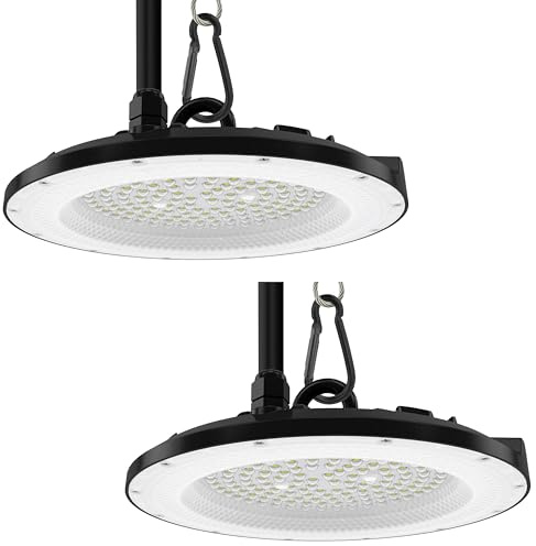 LUXULA 2er Pack LED Hallenstrahler UFO High-Bay 150W 15000lm, 5000K | 120 lm/W, 5000K Neutralweiß, IP65 IK08, EPISTAR LEDs, Industriebeleuchtung für Werkstatt und Lager, UFO High Bay