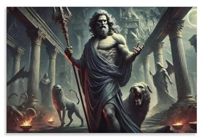 Poster mit griechischer Mythologie – Gott der Unterwelt auf Leinwand, Wandkunstdruck, Poster, Foto, Gemälde, Poster, Raumdekoration, 20 x 30 cm