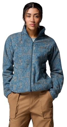 Columbia Benton Springs - Giacca in pile da donna con cerniera intera, stampa a fiori Everblue, XS