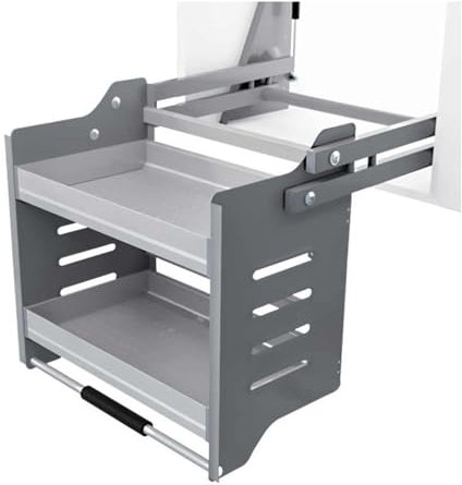 Ausziehbarer Schrank-Organizer, 2-stufiges, Ausziehbares Aluminium-Regalsystem, Platzsparend For Küchengeräte. Heben Sie Den Oberschrank, Den Hochschrank, Das Herunterziehbare Regal Und Tragen Sie Es