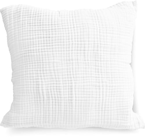 PinkZebra Bio-Musselin Kissenbezug 50 x 50 cm für Kinder & Erwachsene, weicher, Kopfkissenbezug GOTS-Zertifizierung, Made in EU, Kissenhülle mit Reißverschluss, Weiß