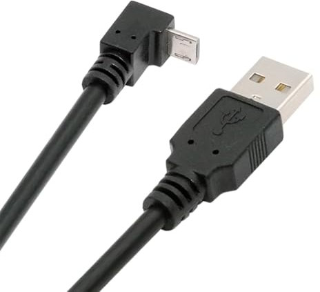 NFHK Cable de Carga de Datos ángulo Recto de 90 Grados de Micro USB de 5 Pines a USB 2.0 Tipo A para teléfono, Tableta, cámara, 20 cm