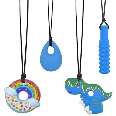 Mordedor Autismo, 4 juguetes de silicona Autismo masticar juguetes para niños autistas, juguete masticables para el autismo Mordedor juguete para niños niñas con la dentición