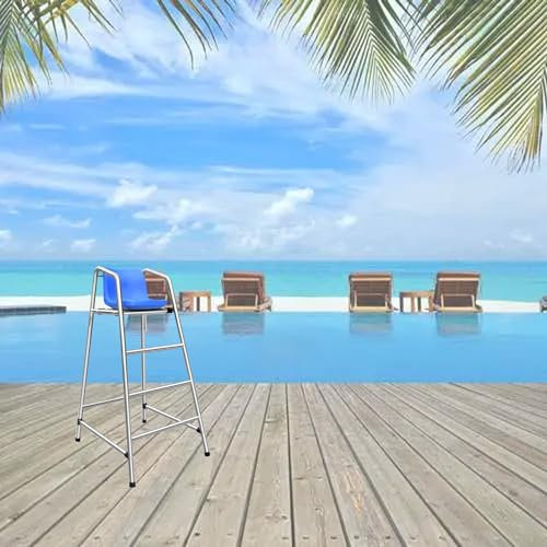 Sedia da bagnino in acciaio inox per ponte/spiaggia/parco acquatico con gancio, sedie da bagnino staccabili per piscina, attrezzatura da bagnino per parco per bambini all'aperto (altezza 1,5