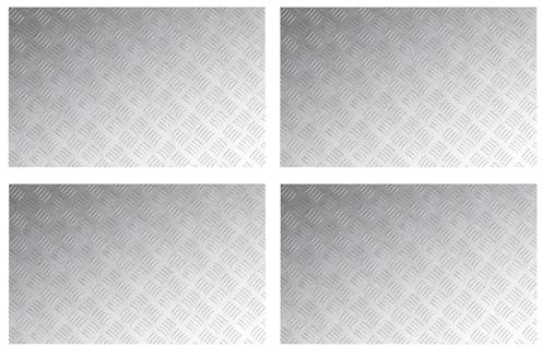 vidaXL Rechteckige rutschfeste Treppenstufen | Set aus 4 | Aluminium | Modernes geometrisches Design | Nur für drinnen | Langlebige graue und Silberne Sicherheitsmatten für Treppenstufen