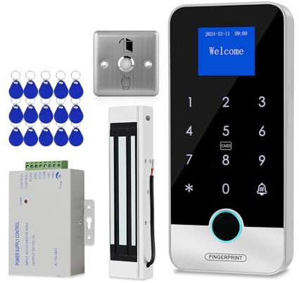 ReaIOKbii Bluetooth tuya app sistema di controllo accessi kit RFID controller tastiera intelligente per impronte digitali 180KG / 350LB serratura magnetica IC portachiavi apriporta 13.56MHz