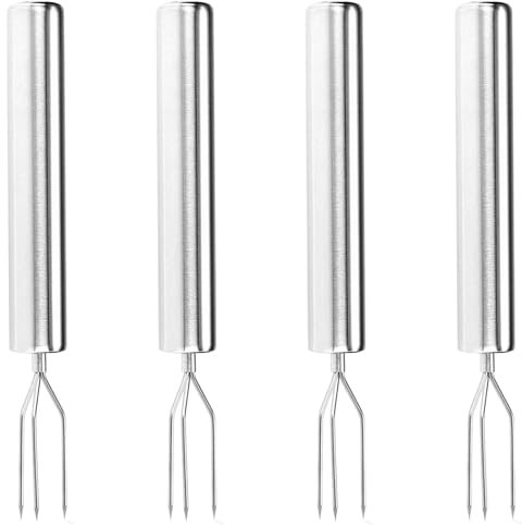 Corn on The Cob Holders, 4 PCS Sweetcorn Forks Extended Stainless Steel Sweetcorn Holders for Barbecue, Picnic and Family Dining, Modern Corn on The Cob Skewers