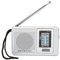 Portable AM FM Radio, Vintage Speaker Battery Operated for Real Time News, Classical Pocket Radio with Built in Speaker for Outdoor Travel, Silver Grey